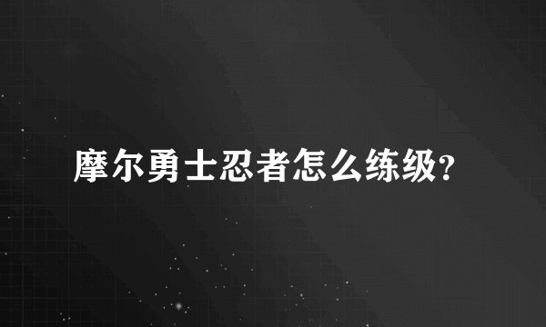 摩尔勇士忍者怎么练级？