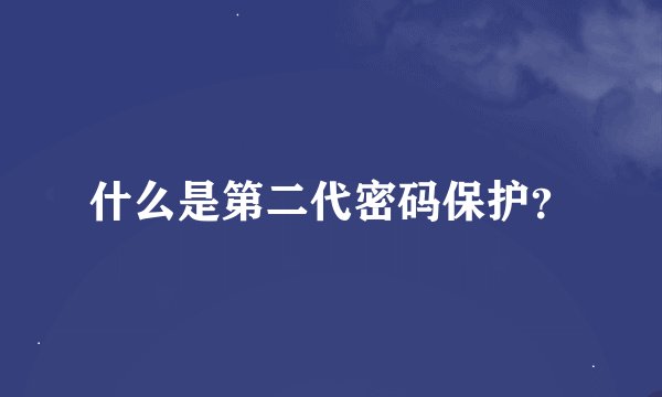 什么是第二代密码保护？