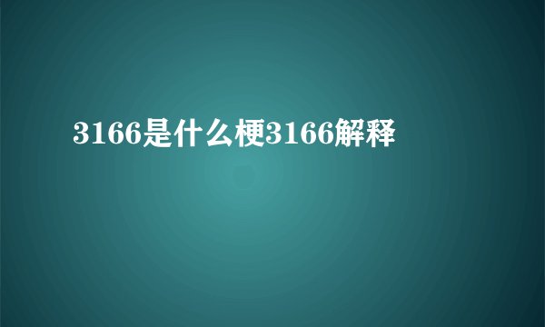 3166是什么梗3166解释