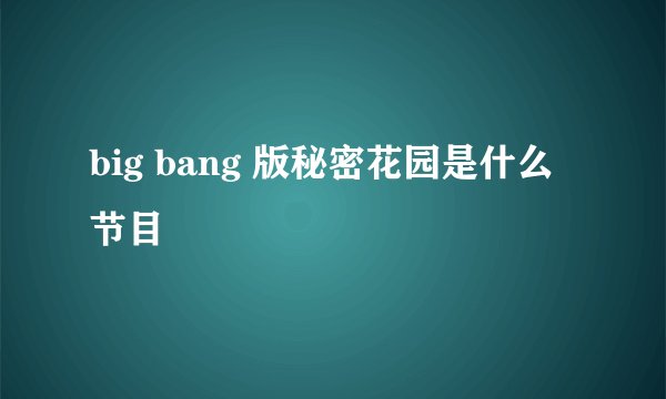 big bang 版秘密花园是什么节目