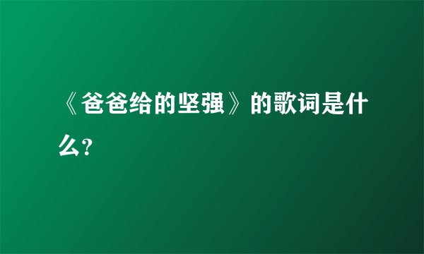 《爸爸给的坚强》的歌词是什么？