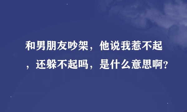 和男朋友吵架，他说我惹不起，还躲不起吗，是什么意思啊？