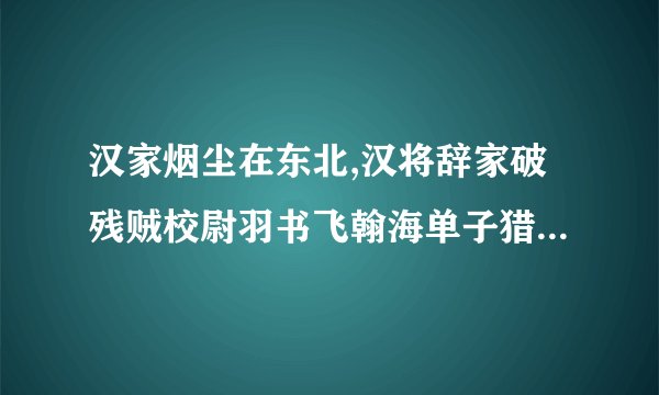 汉家烟尘在东北,汉将辞家破残贼校尉羽书飞翰海单子猎火照狼由打