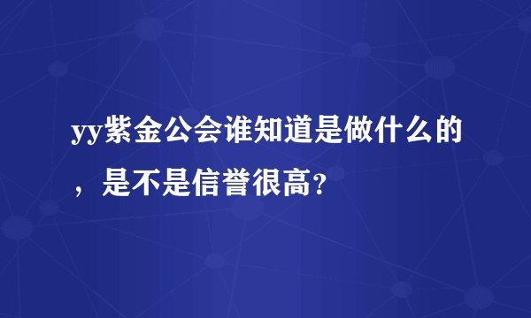 yy紫金公会谁知道是做什么的，是不是信誉很高？