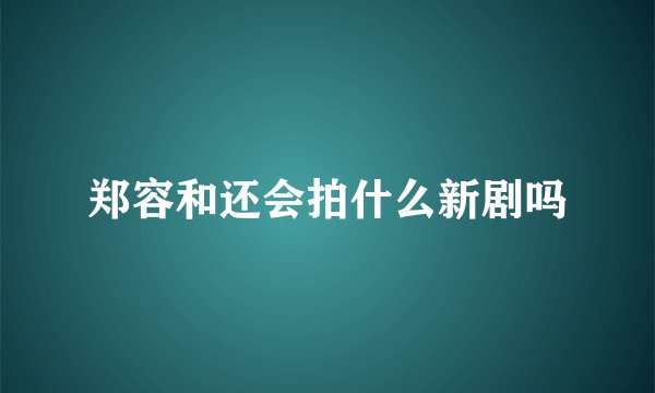 郑容和还会拍什么新剧吗