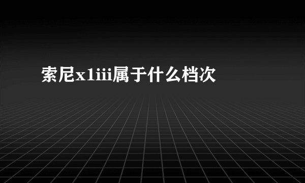 索尼x1iii属于什么档次