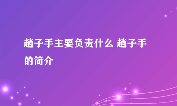 趟子手主要负责什么 趟子手的简介