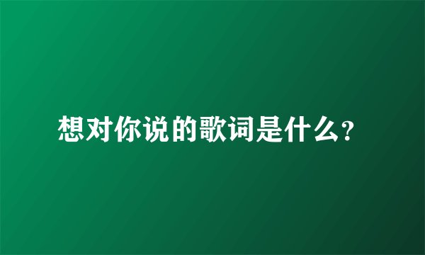 想对你说的歌词是什么？