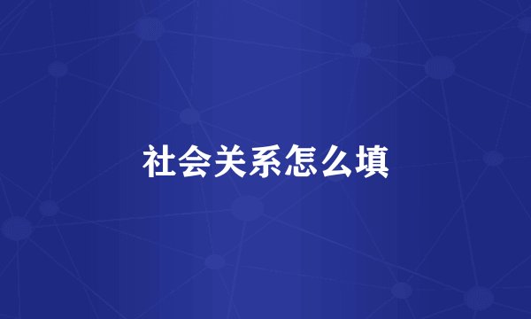 社会关系怎么填