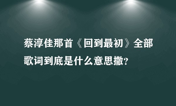 蔡淳佳那首《回到最初》全部歌词到底是什么意思撒？