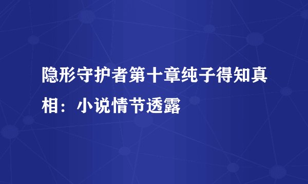 隐形守护者第十章纯子得知真相：小说情节透露