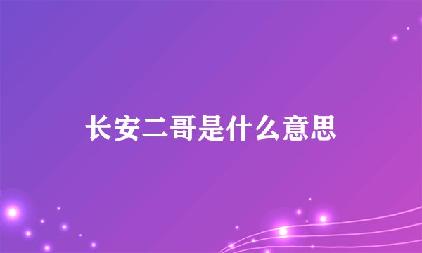 长安二哥是什么意思
