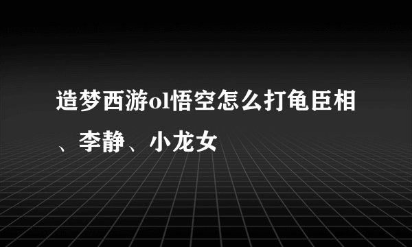 造梦西游ol悟空怎么打龟臣相、李静、小龙女