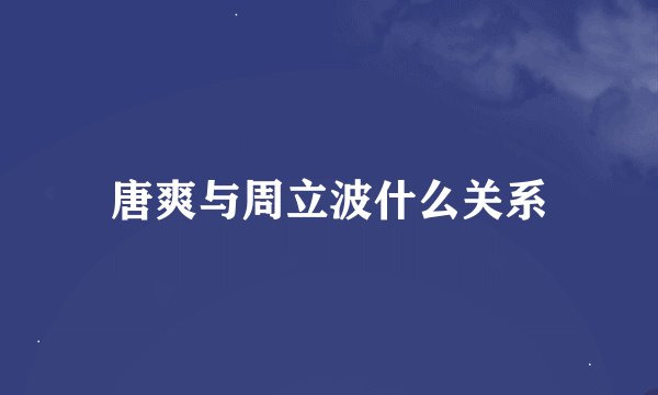 唐爽与周立波什么关系