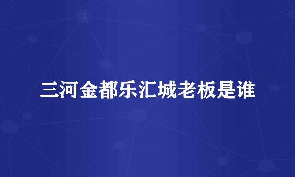 三河金都乐汇城老板是谁