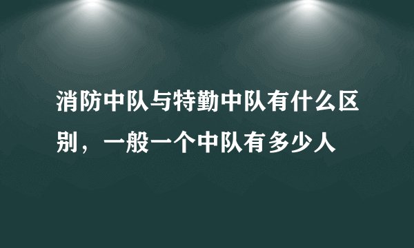 消防中队与特勤中队有什么区别，一般一个中队有多少人