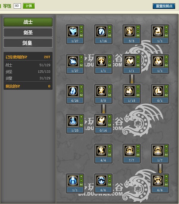 求龙之谷剑皇纯PK加点图要2015的