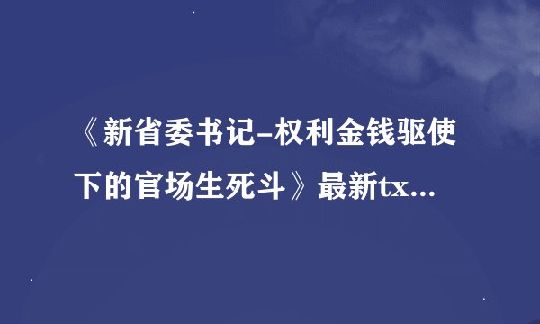 《新省委书记-权利金钱驱使下的官场生死斗》最新txt全集下载