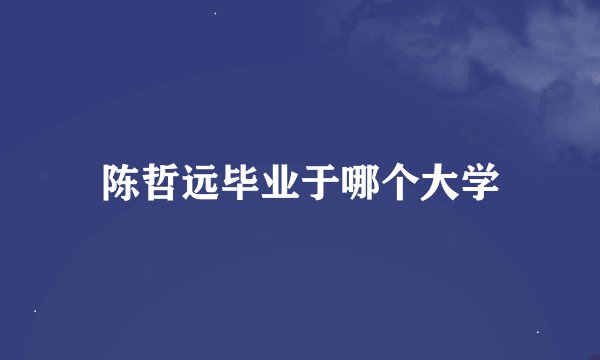 陈哲远毕业于哪个大学