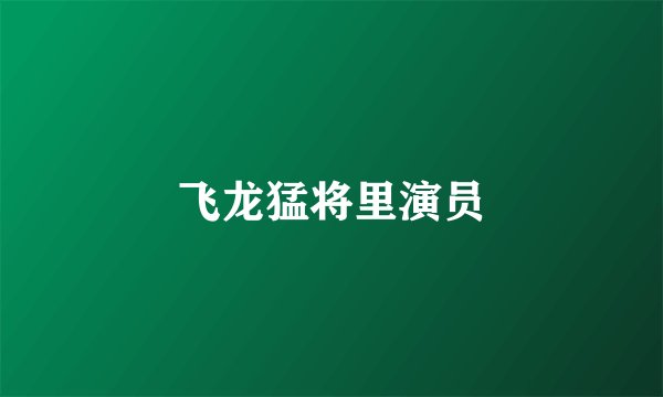 飞龙猛将里演员