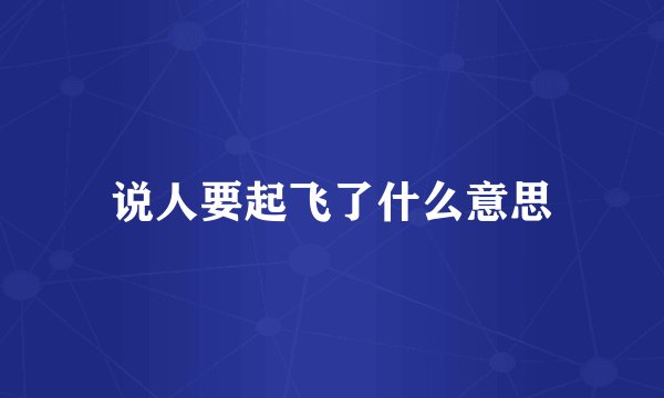 说人要起飞了什么意思