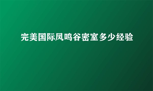 完美国际凤鸣谷密室多少经验