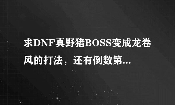 求DNF真野猪BOSS变成龙卷风的打法，还有倒数第二图我看别人的视频上是不是大蹦就可以直接秒掉的？