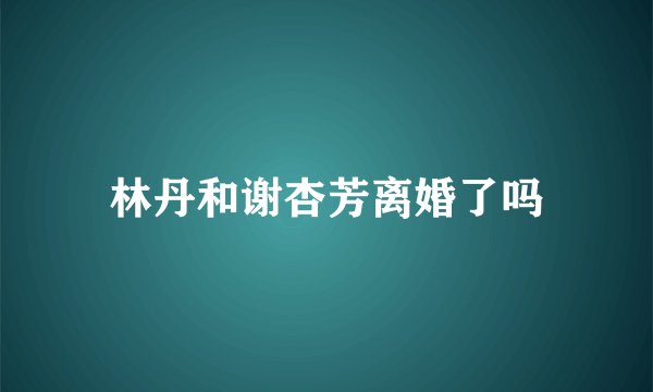 林丹和谢杏芳离婚了吗