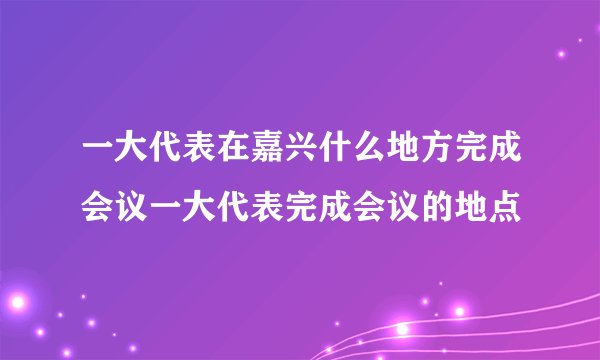 一大代表在嘉兴什么地方完成会议一大代表完成会议的地点