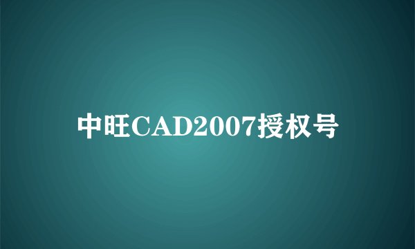 中旺CAD2007授权号