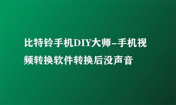 比特铃手机DIY大师-手机视频转换软件转换后没声音