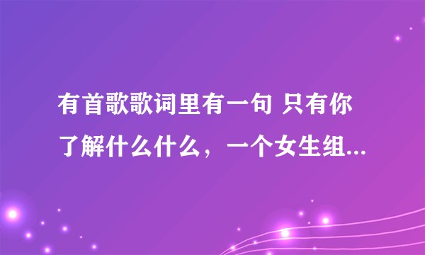 有首歌歌词里有一句 只有你了解什么什么，一个女生组合唱的，不知道是不是SHE，是什么歌呢