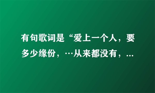 有句歌词是“爱上一个人，要多少缘份，…从来都没有，爱过这么深，爱上你我感觉是罪幸福的人”是什么歌？