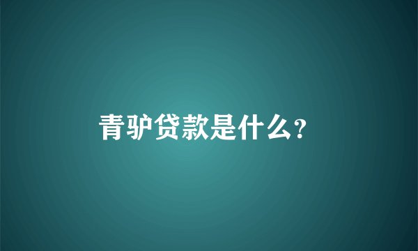 青驴贷款是什么？