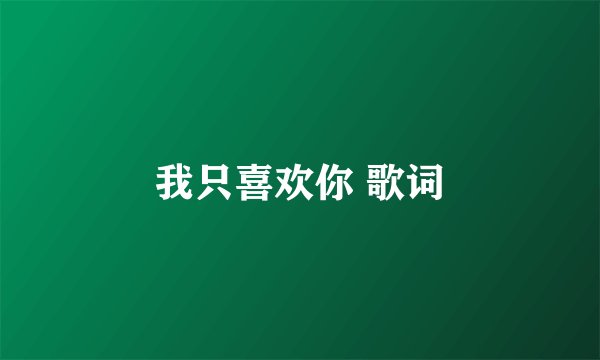 我只喜欢你 歌词