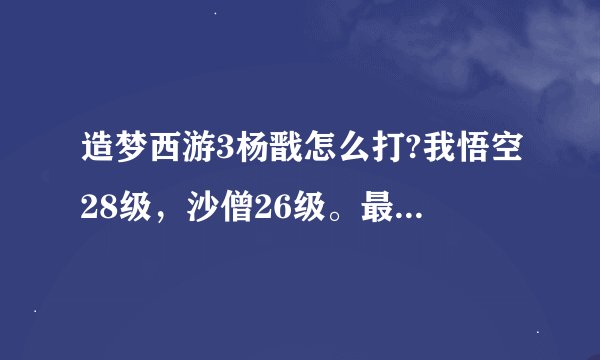 造梦西游3杨戬怎么打?我悟空28级，沙僧26级。最好附加视频。
