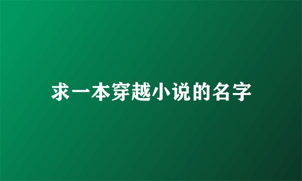 求一本穿越小说的名字