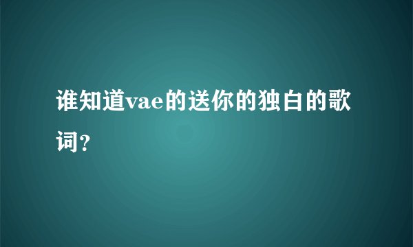 谁知道vae的送你的独白的歌词？