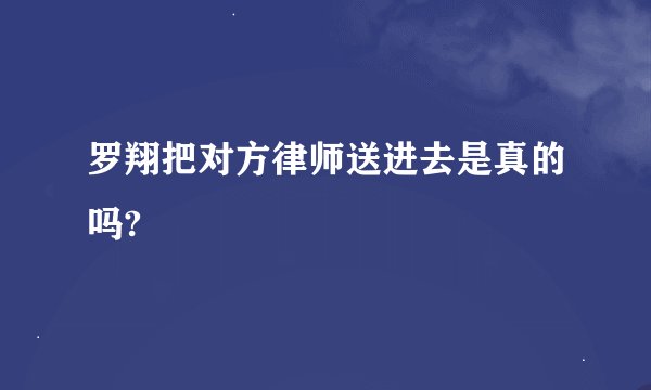 罗翔把对方律师送进去是真的吗?