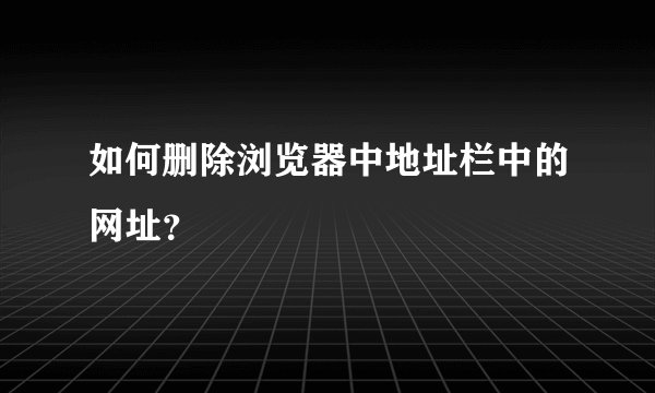 如何删除浏览器中地址栏中的网址？