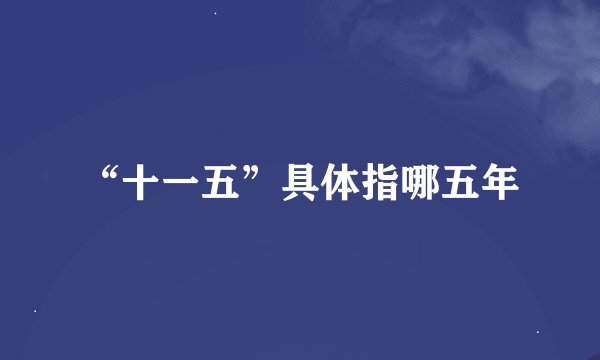 “十一五”具体指哪五年