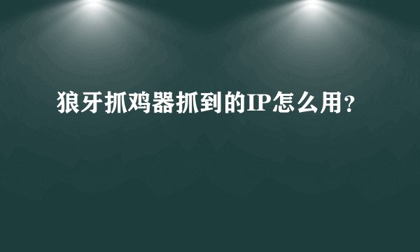 狼牙抓鸡器抓到的IP怎么用？