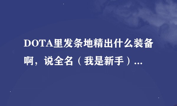 DOTA里发条地精出什么装备啊，说全名（我是新手），怎么加技能点啊，高手指导下