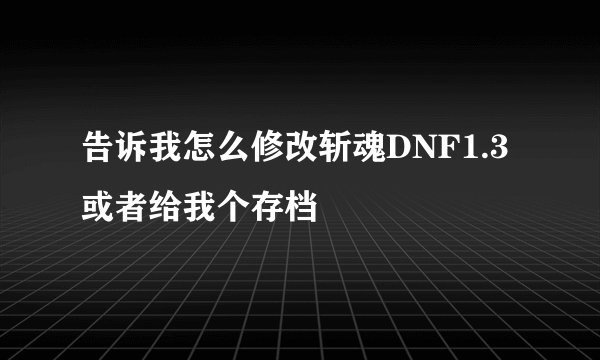 告诉我怎么修改斩魂DNF1.3或者给我个存档