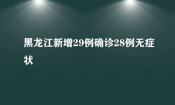 黑龙江新增29例确诊28例无症状