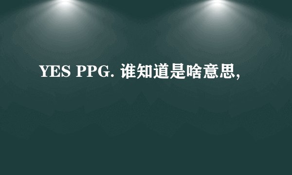 YES PPG. 谁知道是啥意思,