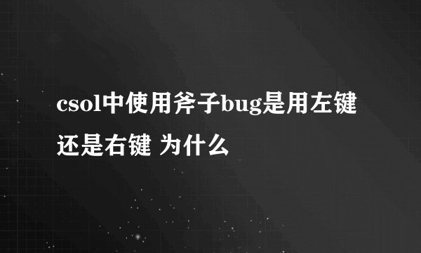 csol中使用斧子bug是用左键还是右键 为什么