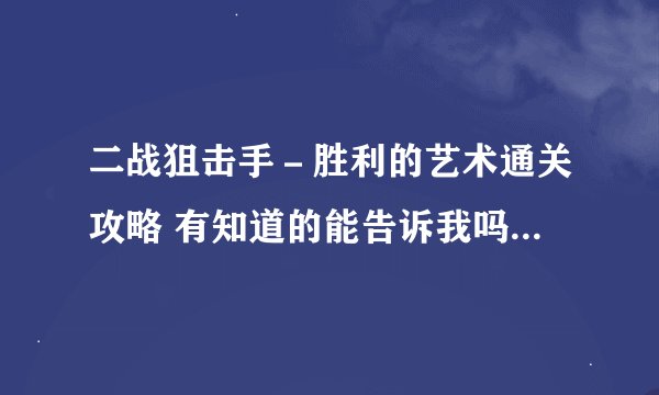 二战狙击手－胜利的艺术通关攻略 有知道的能告诉我吗？ 谢谢