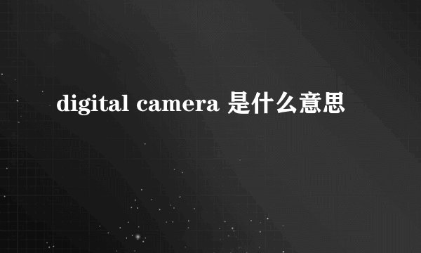 digital camera 是什么意思
