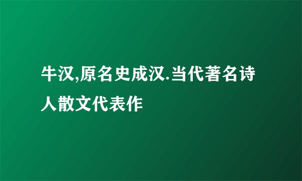 牛汉,原名史成汉.当代著名诗人散文代表作